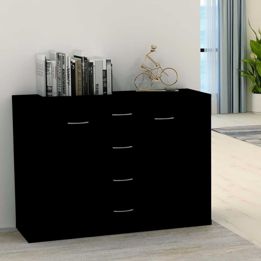 Schwarzes Sideboard 88 cm Holz