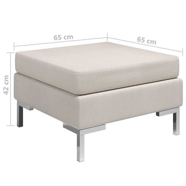 vidaXL Modular Footstool with Cushion Fabric Cream White