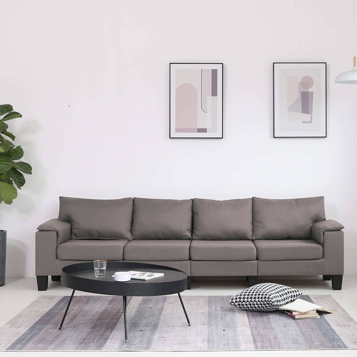 vidaXL 4-Seater Fabric Sofa Taupe