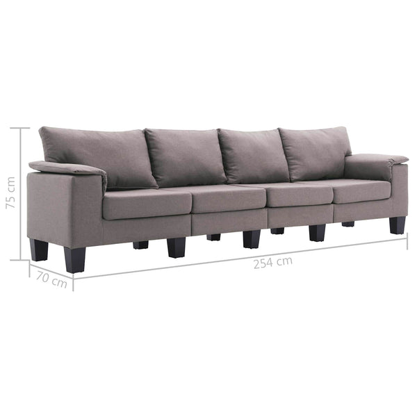 vidaXL 4-Seater Fabric Sofa Taupe