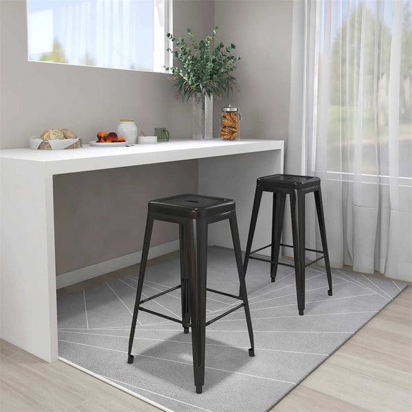 vidaXL Stackable Bar Stools 2 pcs Black Metal