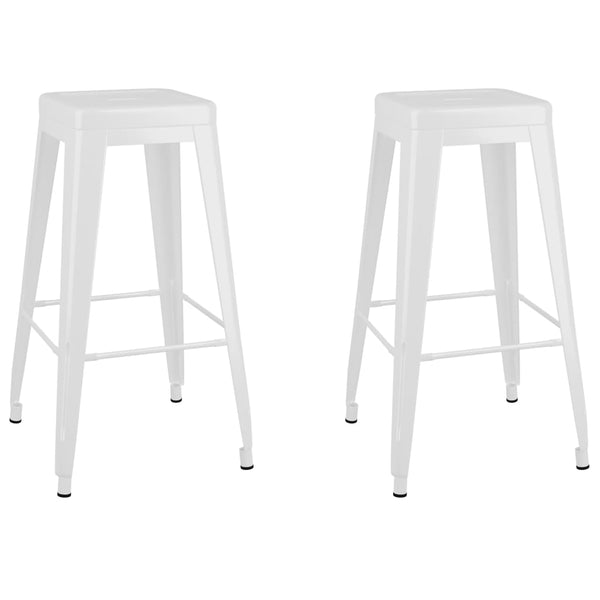 vidaXL Stackable Bar Stools 2 pcs White Metal