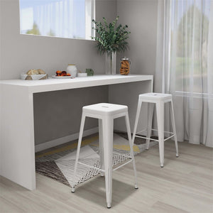 vidaXL Stackable Bar Stools 2 pcs White Metal