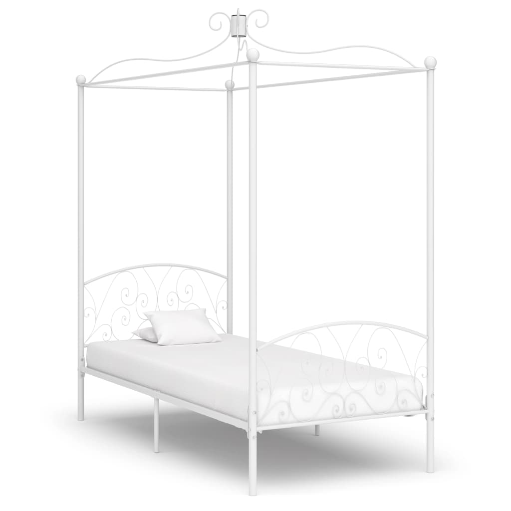 vidaXL Canopy Bed Frame White Metal 100 x 200 cm