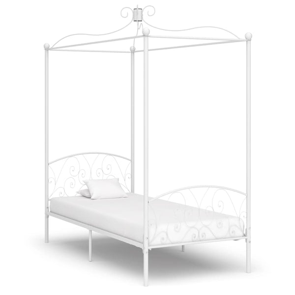 vidaXL Canopy Bed Frame White Metal 100 x 200 cm