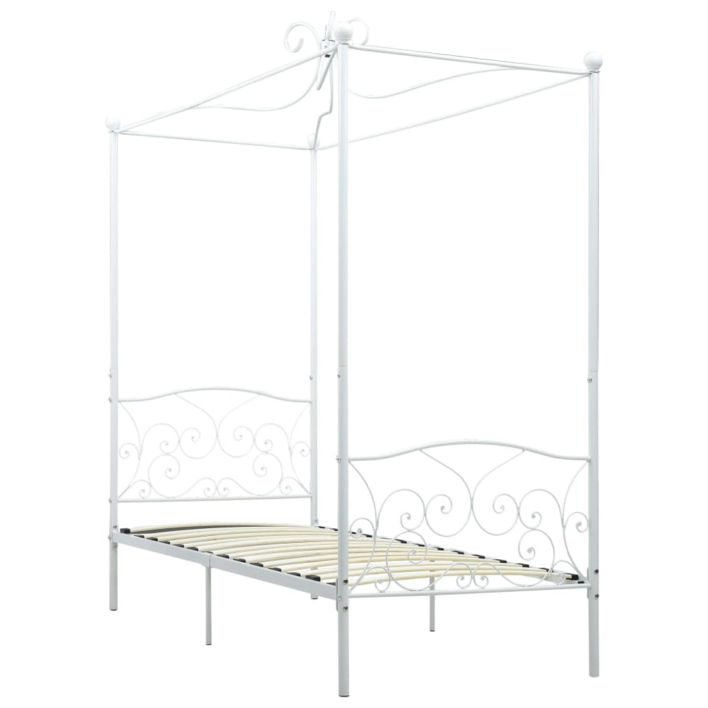 vidaXL Canopy Bed Frame White Metal 100 x 200 cm