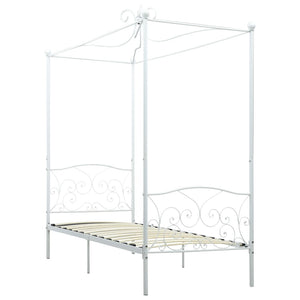 vidaXL Canopy Bed Frame White Metal 100 x 200 cm