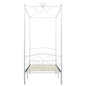 vidaXL Canopy Bed Frame White Metal 100 x 200 cm