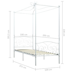 vidaXL Canopy Bed Frame White Metal 100 x 200 cm