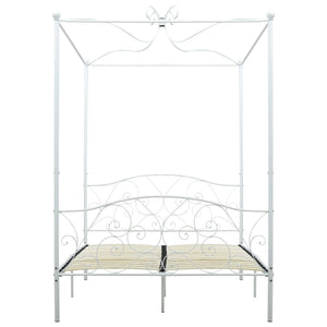 vidaXL Four-Poster Bed Frame White Metal 120 x 200 cm