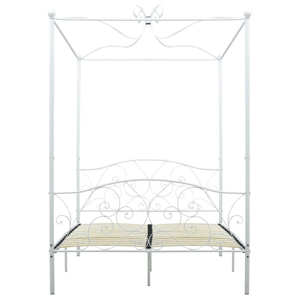 Himmelbett-Gestell Weiß Metall 120 x 200 cm