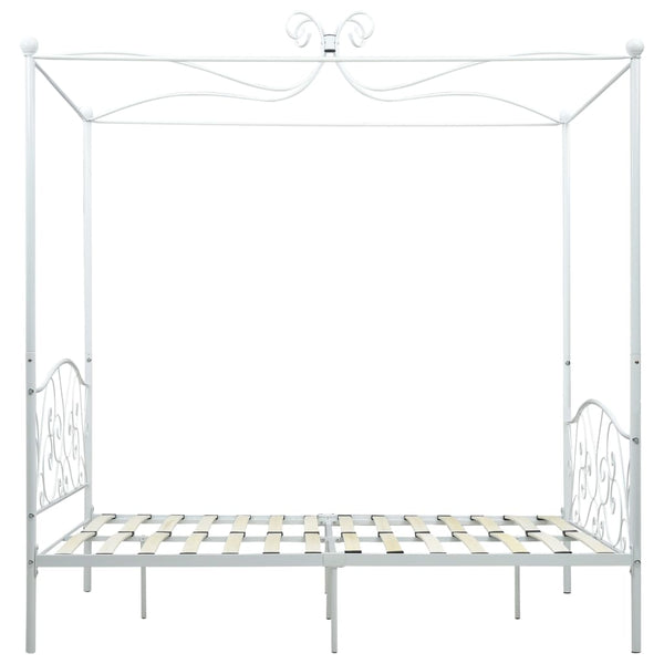 vidaXL Four-Poster Bed Frame White Metal 120 x 200 cm