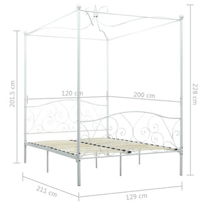 vidaXL Four-Poster Bed Frame White Metal 120 x 200 cm