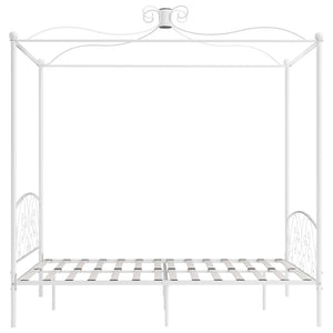 vidaXL Four-Poster Bed Frame White Metal 160 x 200 cm