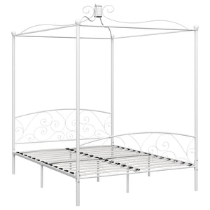 vidaXL Four-Poster Bed Frame White Metal 180 x 200 cm