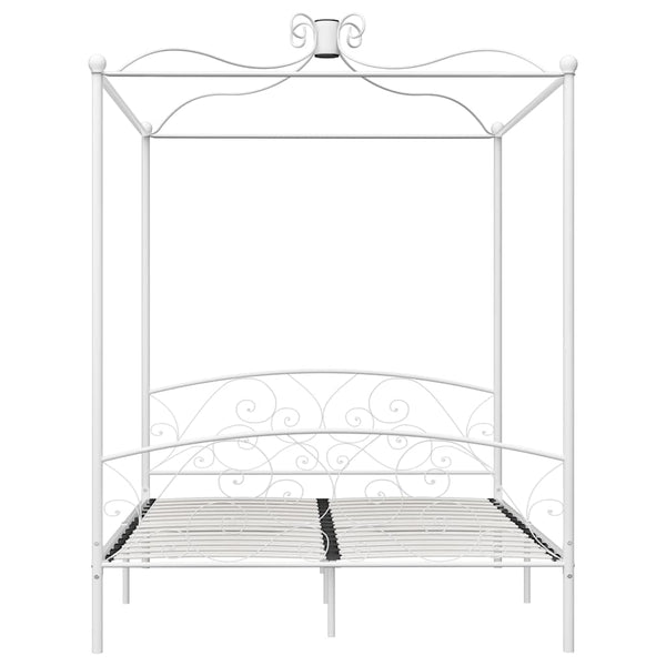 vidaXL Four-Poster Bed Frame White Metal 180 x 200 cm