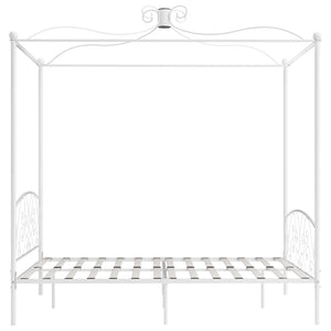 vidaXL Four-Poster Bed Frame White Metal 180 x 200 cm