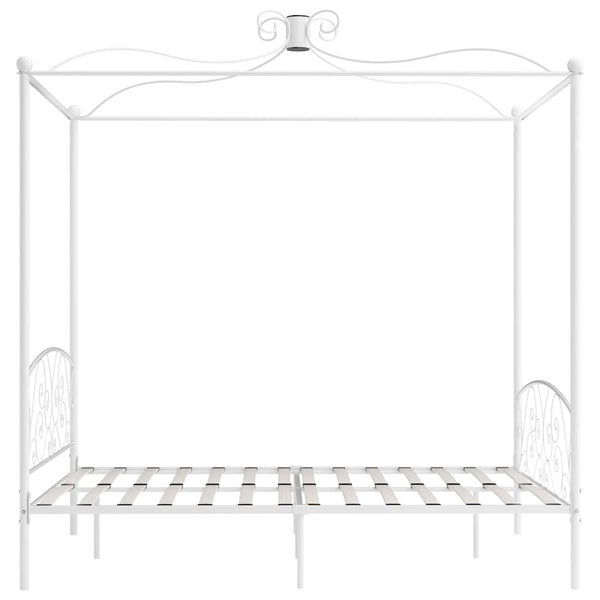 vidaXL Four-Poster Bed Frame White Metal 180 x 200 cm