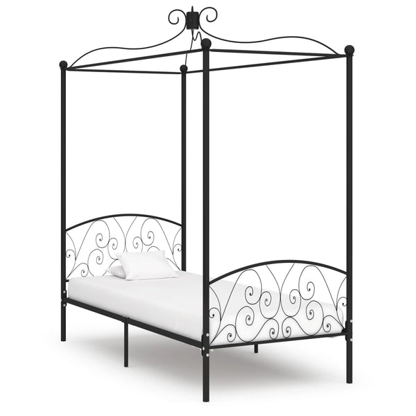 Himmelbett-Gestell Schwarz Metall 90 x 200 cm