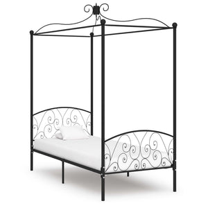 vidaXL Canopy Bed Frame Black Metal 100 x 200 cm