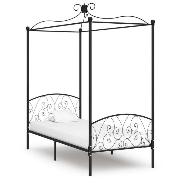vidaXL Canopy Bed Frame Black Metal 100 x 200 cm