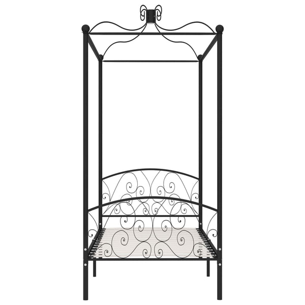 vidaXL Canopy Bed Frame Black Metal 100 x 200 cm