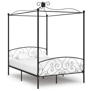 Himmelbett-Gestell Schwarz Metall 120 x 200 cm