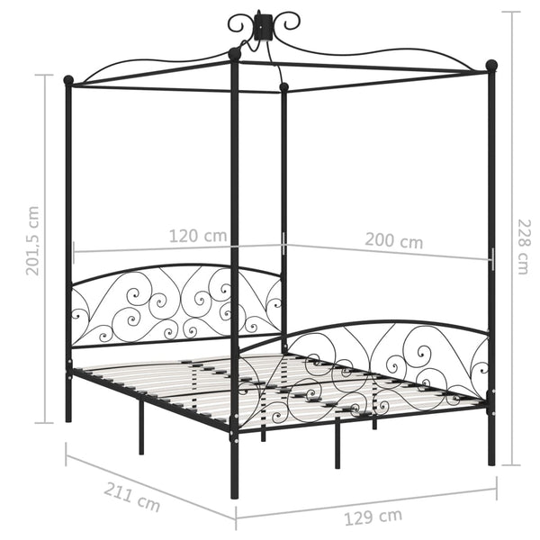 Himmelbett-Gestell Schwarz Metall 120 x 200 cm