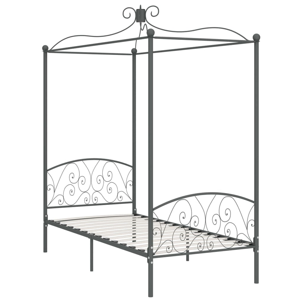 Himmelbett-Gestell Grau Metall 90 x 200 cm