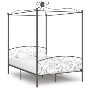 Himmelbett-Gestell Grau Metall 120 x 200 cm