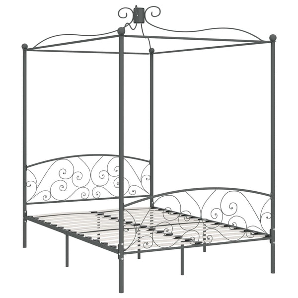 Himmelbett-Gestell Grau Metall 120 x 200 cm