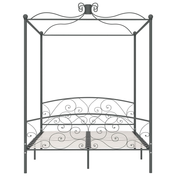 Himmelbett-Gestell Grau Metall 160 x 200 cm