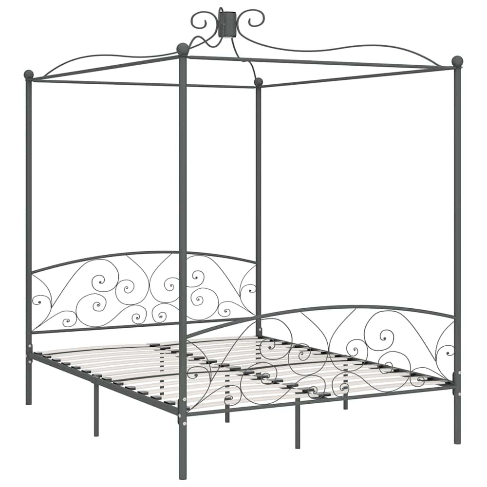 Himmelbett-Gestell Grau Metall 180 x 200 cm