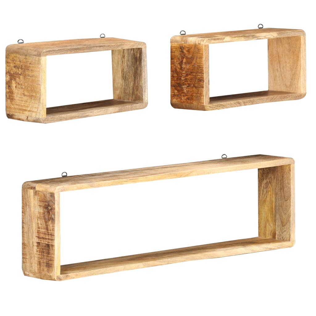 vidaXL 3-Piece Cube Wall Shelf Set Solid Mango Wood
