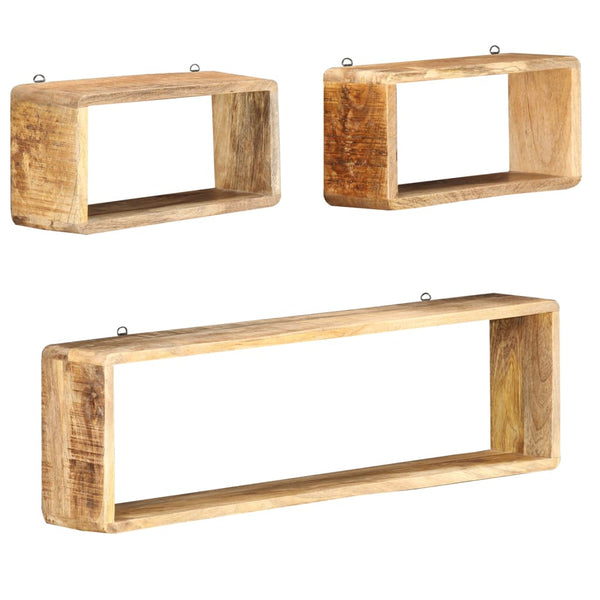 vidaXL 3-Piece Cube Wall Shelf Set Solid Mango Wood