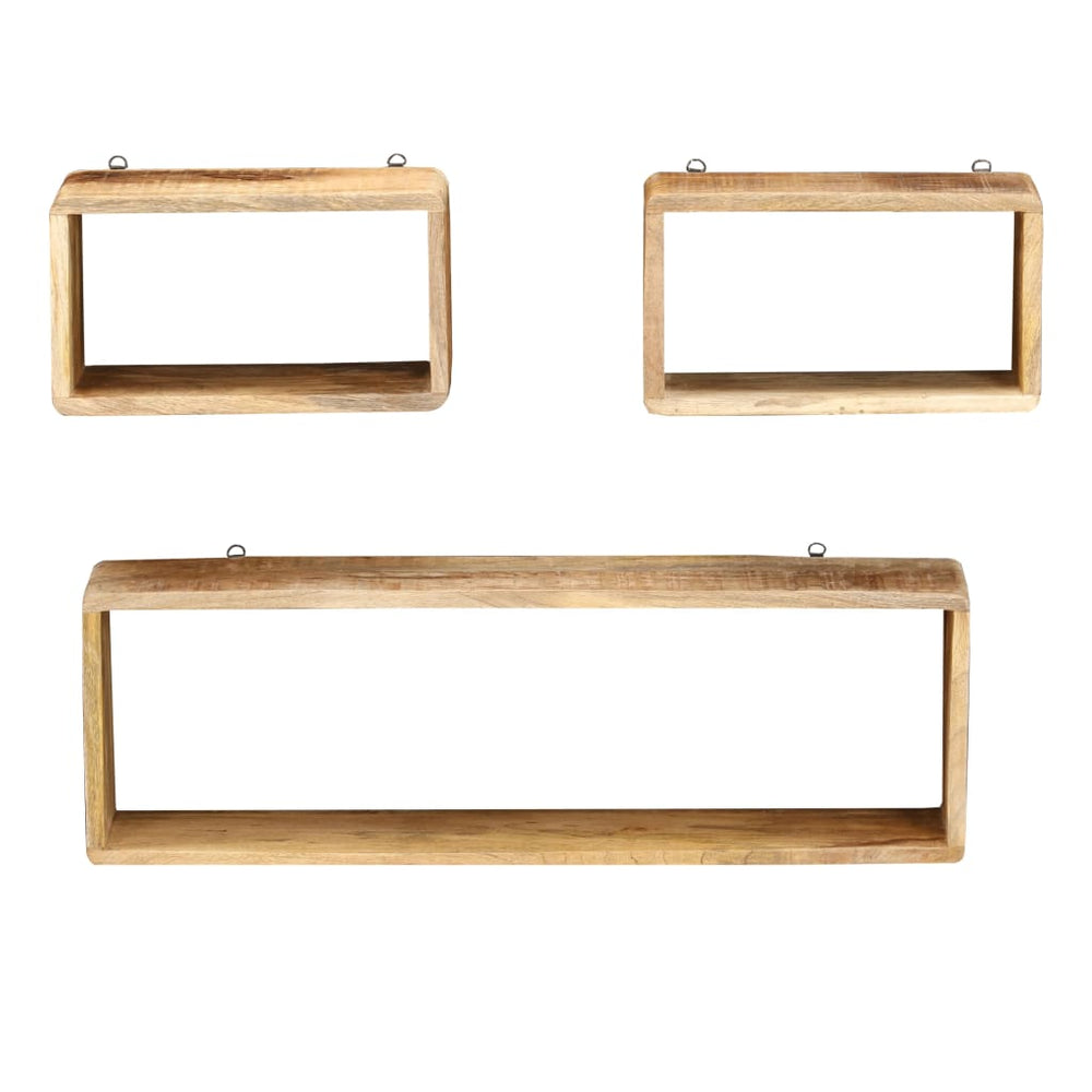 vidaXL 3-Piece Cube Wall Shelf Set Solid Mango Wood