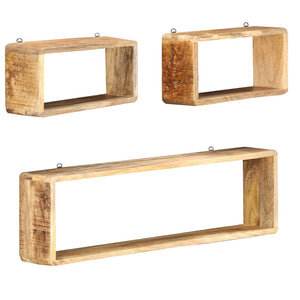 vidaXL 3-Piece Cube Wall Shelf Set Solid Mango Wood