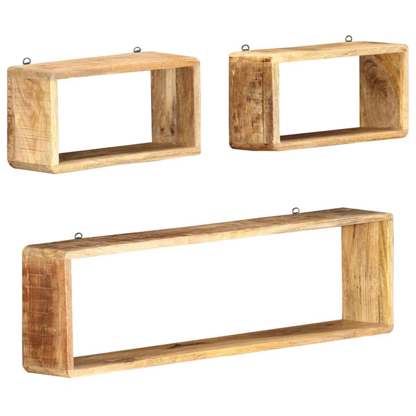vidaXL 3-Piece Cube Wall Shelf Set Solid Mango Wood