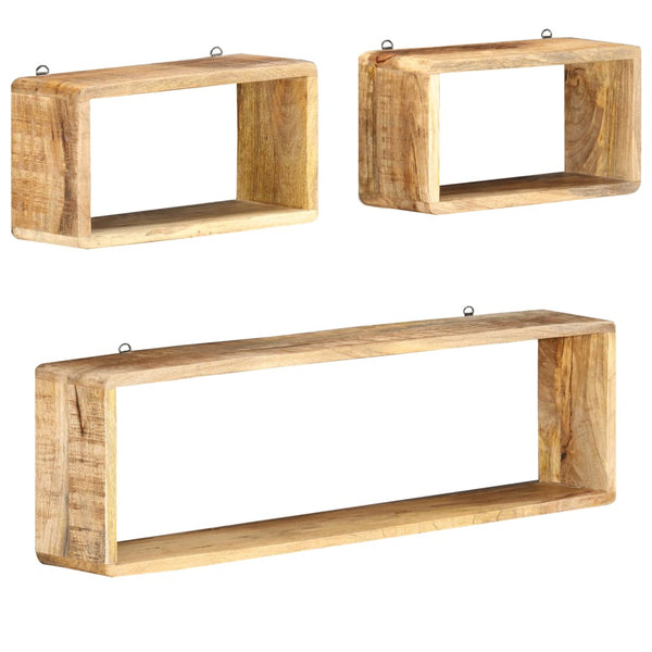 vidaXL 3-Piece Cube Wall Shelf Set Solid Mango Wood