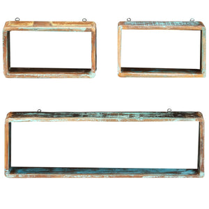 vidaXL 3-Piece Cube Wall Shelf Set Recycled Solid Wood