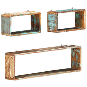 vidaXL 3-Piece Cube Wall Shelf Set Recycled Solid Wood