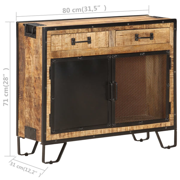 vidaXL Sideboard 80x31x71 cm Rough Solid Mango Wood