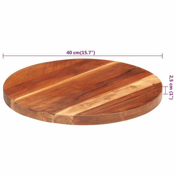 vidaXL Table Top Solid Sheesham Wood Round 25-27 mm 40 cm