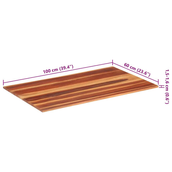 vidaXL Solid Acacia Wood Table Top 15-16 mm 60x100 cm