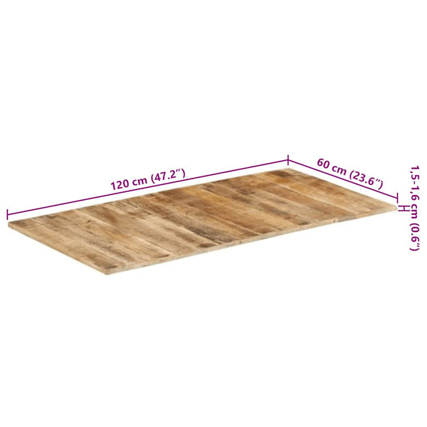 vidaXL Tabletop Solid Mango Wood 15-16 mm 120x60 cm