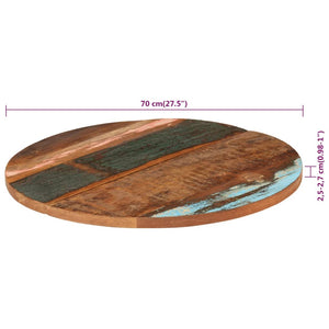 vidaXL Table Top Round 70 cm 25-27 mm Solid Reclaimed Wood