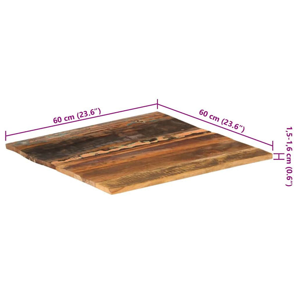 vidaXL Tabletop Square 60x60 cm 15-16 mm Solid Reclaimed Wood
