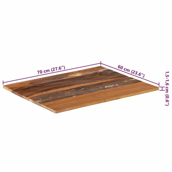 vidaXL Tabletop Rectangular 60x70 cm 15-16 mm Solid Reclaimed Wood