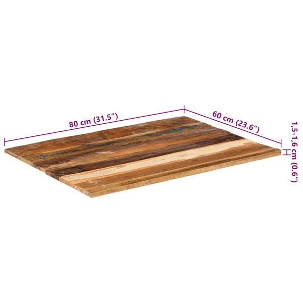 vidaXL Tabletop Rectangular 60x80 cm 15-16 mm Solid Reclaimed Wood