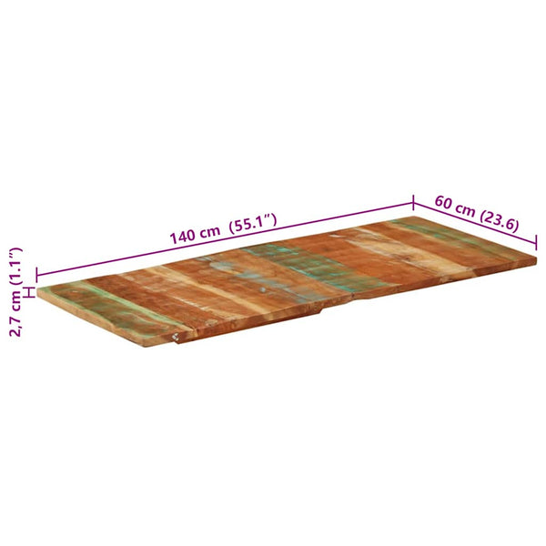 vidaXL Tabletop Rectangular 60x140 cm 25-27 mm Solid Reclaimed Wood